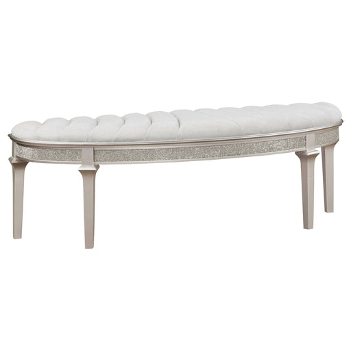 Coaster Heidi Upholstered Bench Metallic Platinum Default Title