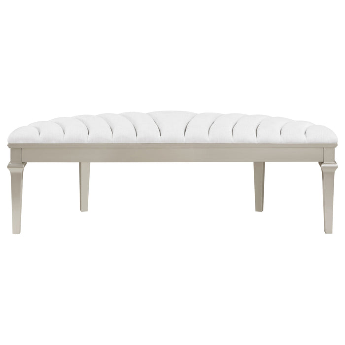 Coaster Heidi Upholstered Bench Metallic Platinum Default Title