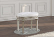 Coaster Evangeline Oval Vanity Stool with Faux Diamond Trim Silver and Ivory Default Title