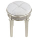 Coaster Evangeline Oval Vanity Stool with Faux Diamond Trim Silver and Ivory Default Title