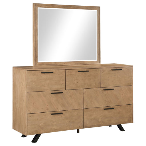 Coaster Taylor 7-drawer Rectangular Dresser with Mirror Light Honey Brown With Mirror