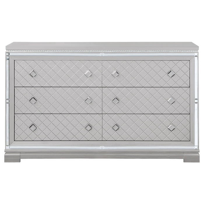 Coaster Eleanor Rectangular 6-drawer Dresser Metallic Default Title