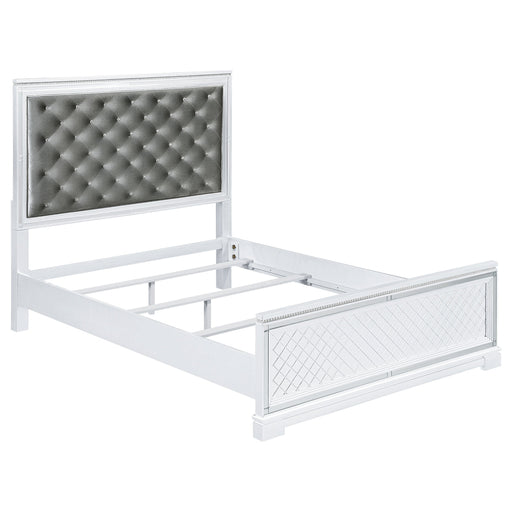 Coaster Eleanor Upholstered Tufted Bed White Queen