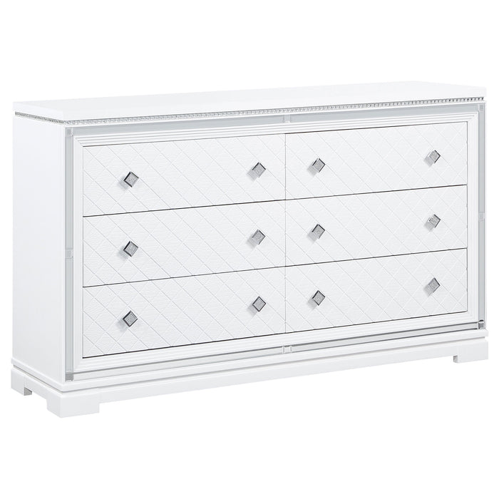 Coaster Eleanor Rectangular 6-drawer Dresser White Default Title