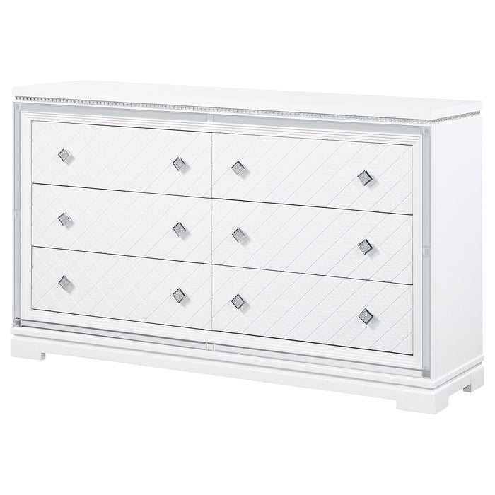 Coaster Eleanor Rectangular 6-drawer Dresser White Default Title