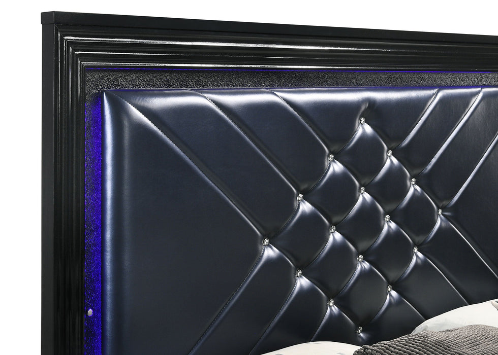 Penelope  Bed with LED Lighting Black and Midnight Star