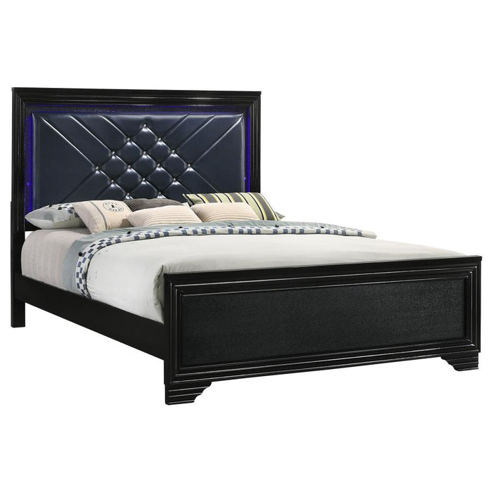 Penelope Wood Queen LED Panel Bed Midnight Star