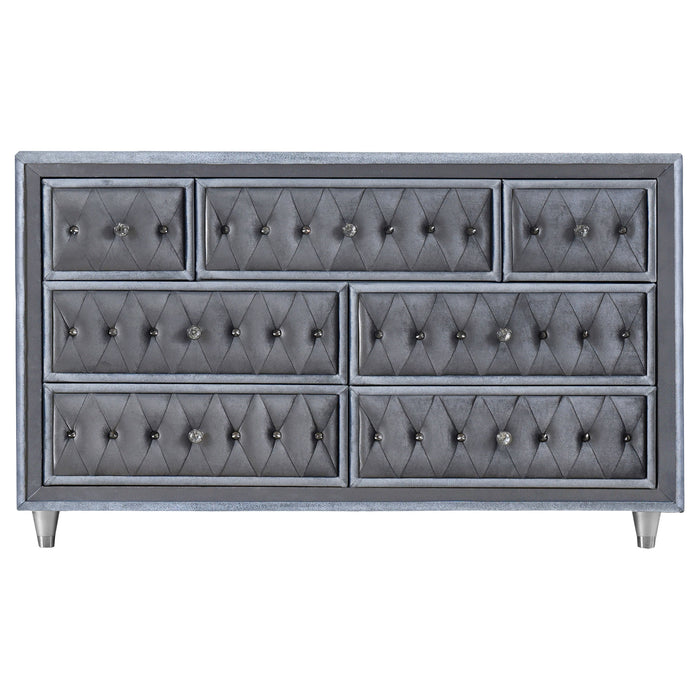 Coaster Antonella Upholstered Tufted Bedroom Set Grey Cal King Set of 5