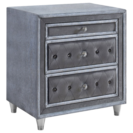 Coaster Antonella 3-drawer Upholstered Nightstand Grey Default Title