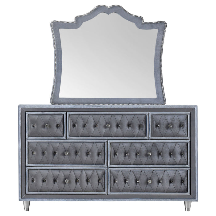 Coaster Antonella 7-drawer Upholstered Dresser with Mirror Grey No Mirror