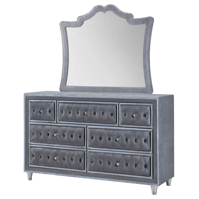 Coaster Antonella 7-drawer Upholstered Dresser with Mirror Grey No Mirror