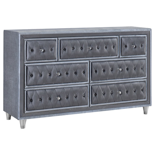 Antonella 7-drawer Upholstered Dresser Grey