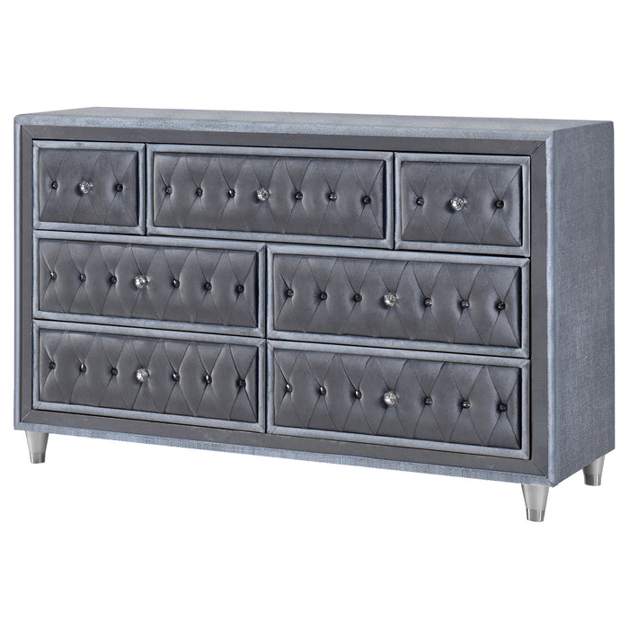 Coaster Antonella 7-drawer Upholstered Dresser with Mirror Grey No Mirror