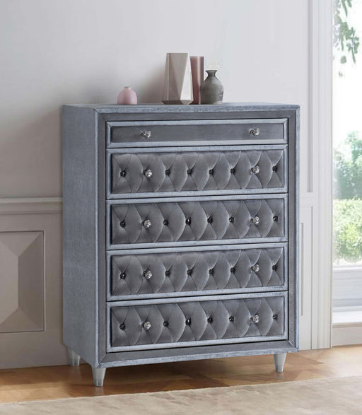 Coaster Antonella 5-drawer Upholstered Chest Grey Default Title