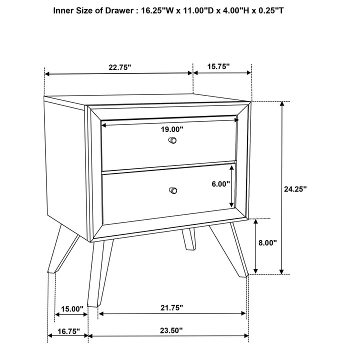 Coaster Janelle 2-drawer Nightstand White Default Title