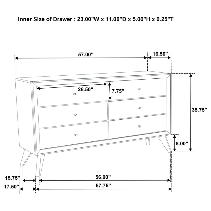 Coaster Janelle 6-drawer Dresser White Default Title