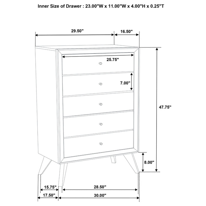 Coaster Janelle 5-drawer Chest White Default Title