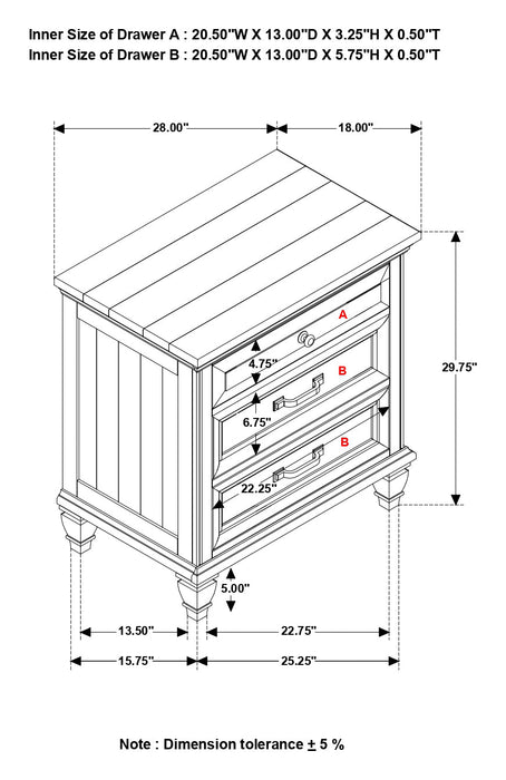 Coaster Avenue 3-drawer Rectangular Nightstand with Dual USB Ports Grey Default Title