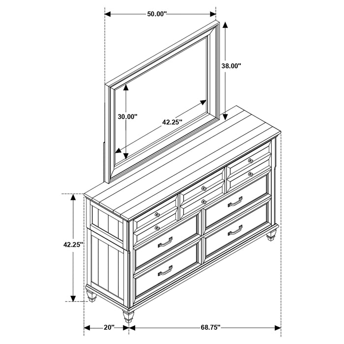 Coaster Avenue 8-drawer Rectangular Dresser with Mirror Grey No Mirror