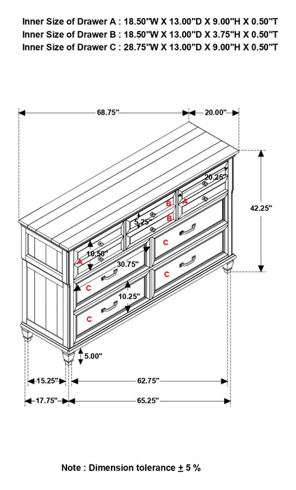 Coaster Avenue 8-drawer Rectangular Dresser with Mirror Grey No Mirror