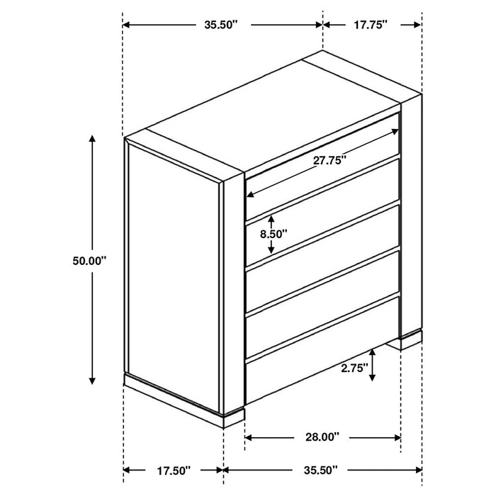 Lorenzo 5-drawer Chest Dark Grey