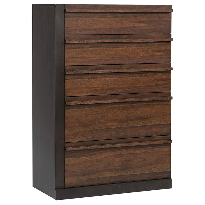 Azalia 5-drawer Chest Black and Walnut