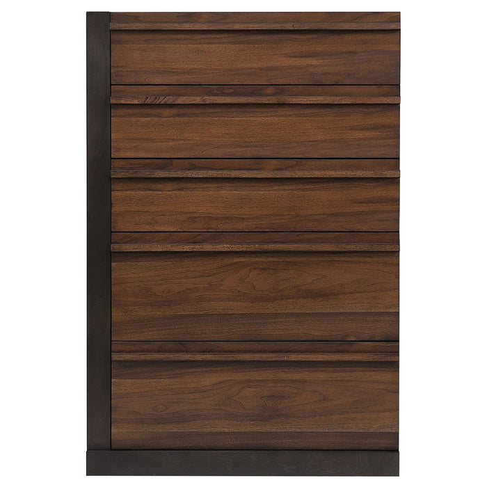 Azalia 5-drawer Chest Black and Walnut