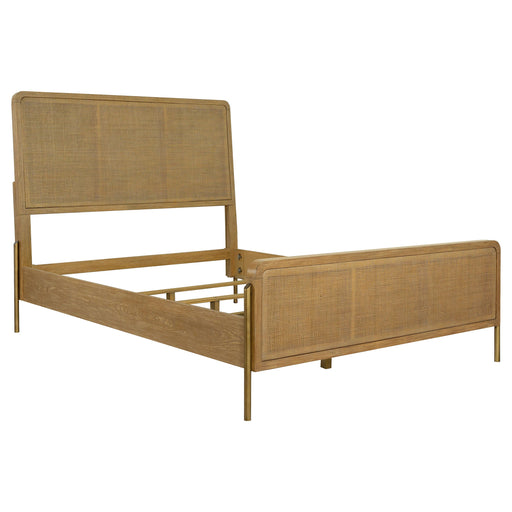 Coaster Arini Upholstered Panel Bed Sand Wash and Natural Cane King