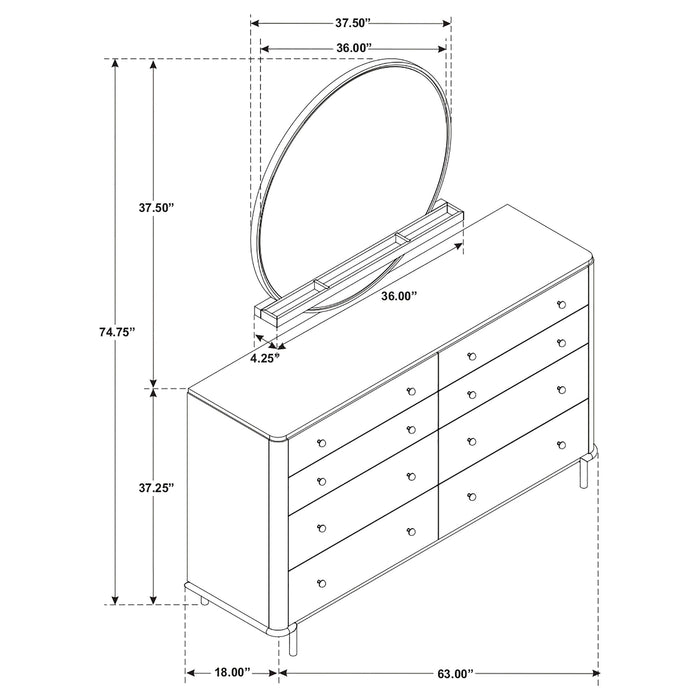 Coaster Arini 8-drawer Dresser with Mirror Sand Wash No Mirror