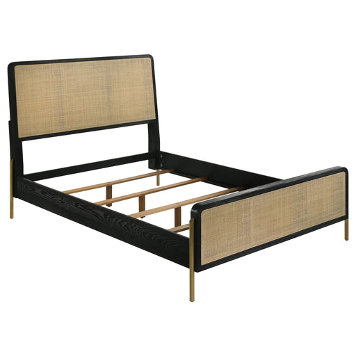 Coaster Arini Bed with Woven Rattan Headboard Black and Natural King