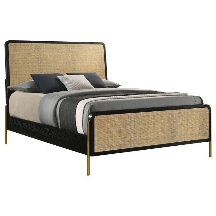 Coaster Arini Bed with Woven Rattan Headboard Black and Natural King