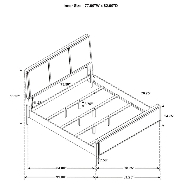 Coaster Arini Bed with Upholstered Headboard Black and Grey King