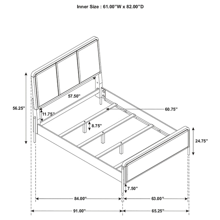 Coaster Arini Bed with Upholstered Headboard Black and Grey King