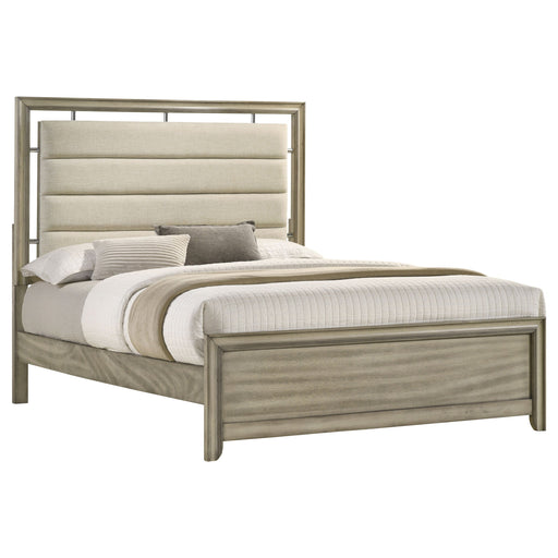 Coaster Giselle Panel Bed with Upholstered Headboard Rustic Beige Eastern King