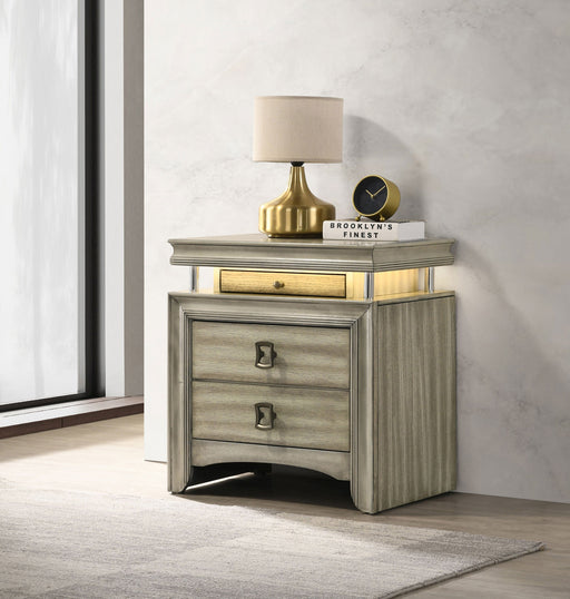 Coaster Giselle 3-drawer Nightstand Bedside Table with LED Rustic Beige Default Title