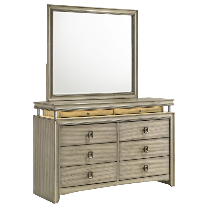 Coaster Giselle 8-drawer Bedroom Dresser with Mirror with LED Rustic Beige No Mirror