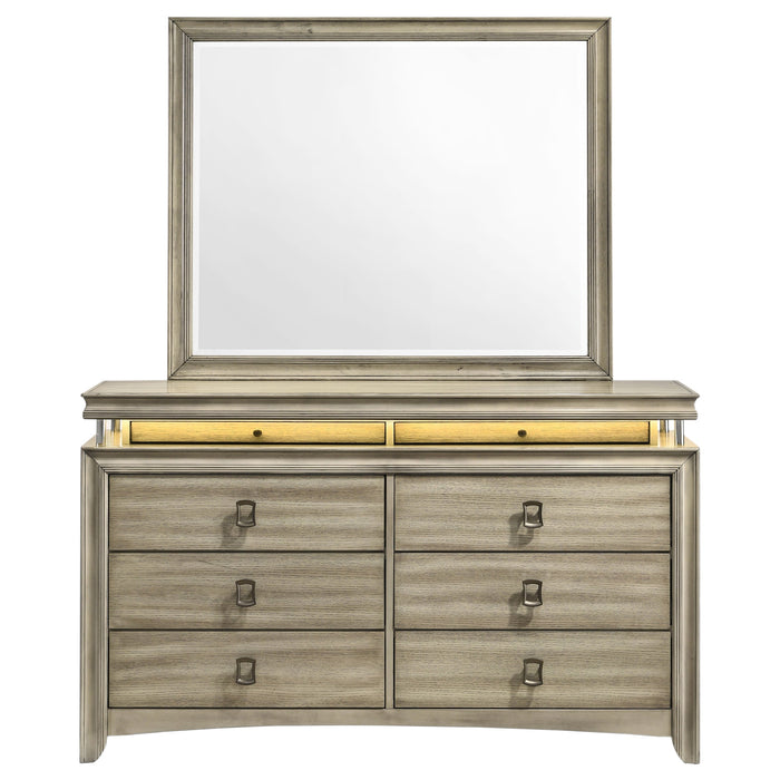 Coaster Giselle 8-drawer Bedroom Dresser with Mirror with LED Rustic Beige No Mirror