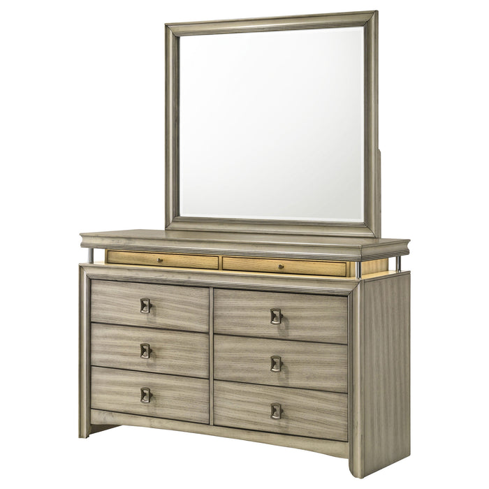 Coaster Giselle 8-drawer Bedroom Dresser with Mirror with LED Rustic Beige No Mirror