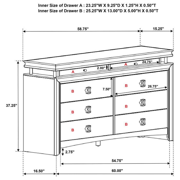 Coaster Giselle 8-drawer Bedroom Dresser with Mirror with LED Rustic Beige No Mirror