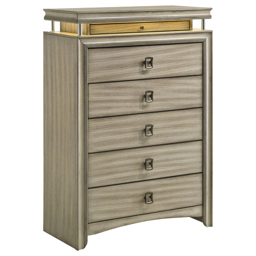 Coaster Giselle 6-drawer Bedroom Chest with LED Rustic Beige Default Title