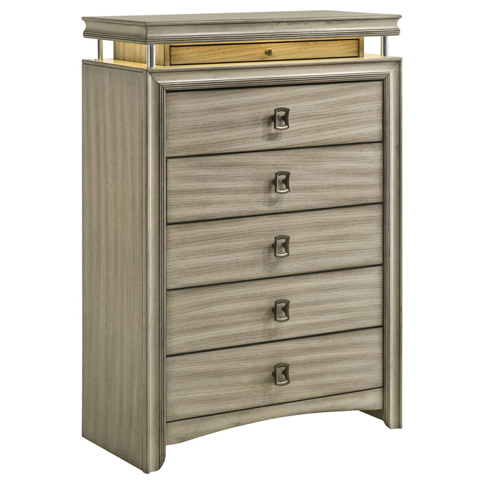 Coaster Giselle 6-drawer Bedroom Chest with LED Rustic Beige Default Title