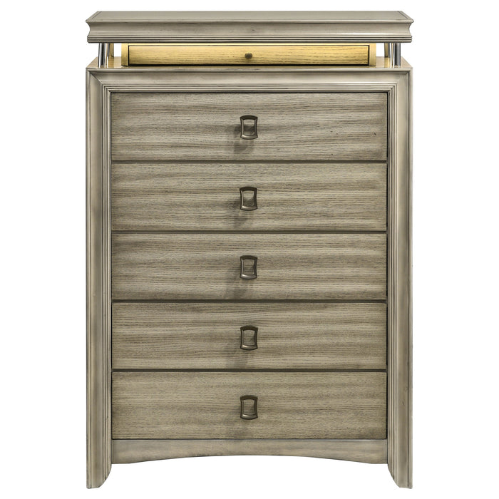 Coaster Giselle 6-drawer Bedroom Chest with LED Rustic Beige Default Title