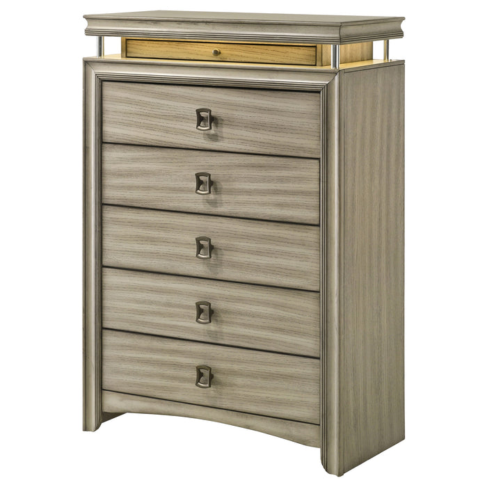 Coaster Giselle 6-drawer Bedroom Chest with LED Rustic Beige Default Title