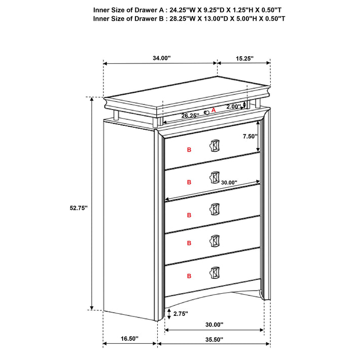 Coaster Giselle 6-drawer Bedroom Chest with LED Rustic Beige Default Title