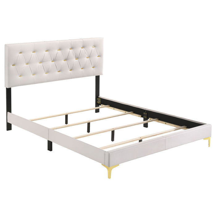 Coaster Kendall Tufted Upholstered Panel Bed White Queen