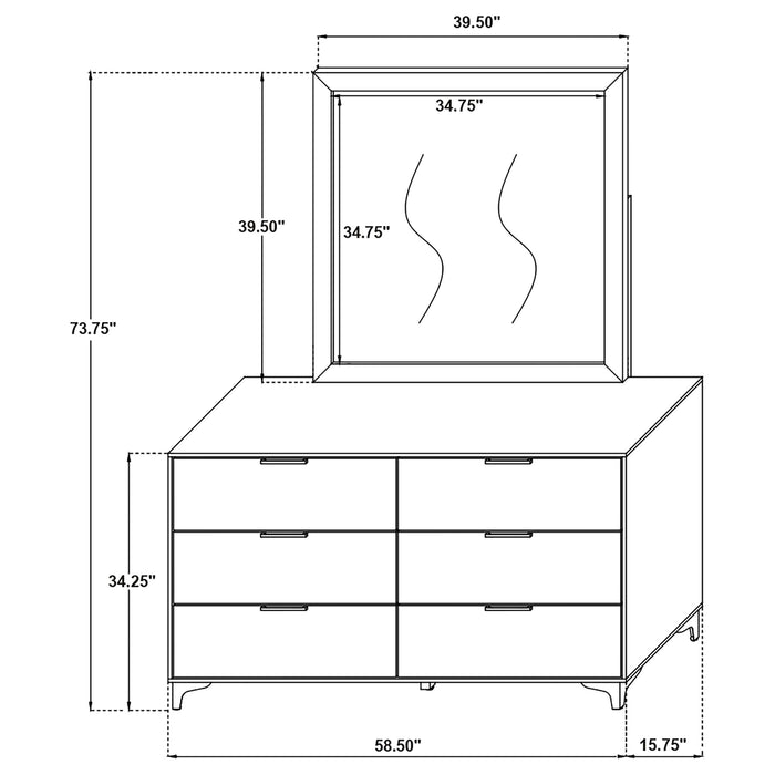 Coaster Kendall 6-drawer Dresser with Mirror White No Mirror