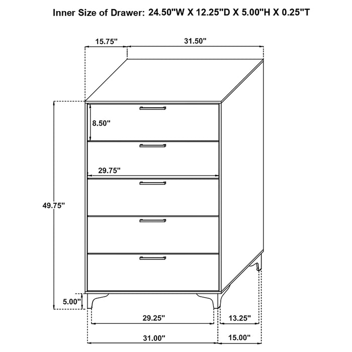 Coaster Kendall 5-drawer Chest White Default Title