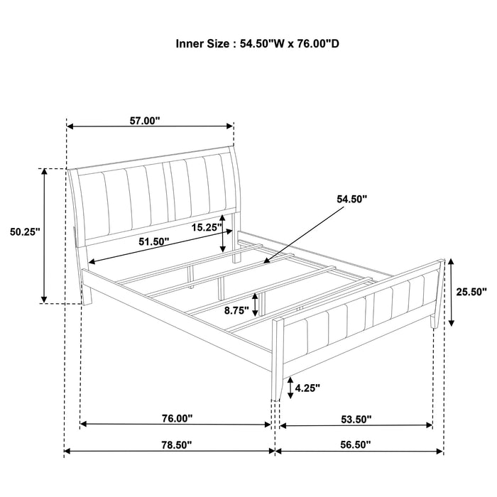 Wilkes 51-inch Upholstered  Bed Dark Cocoa