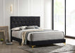 Coaster Kendall Tufted Panel Bed Black and Gold Cal King