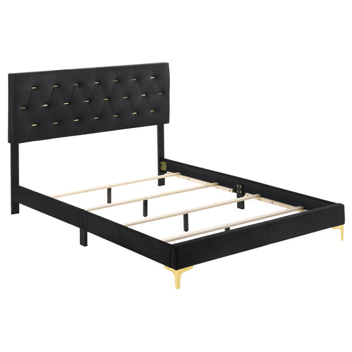 Coaster Kendall Tufted Panel Bed Black and Gold Eastern King